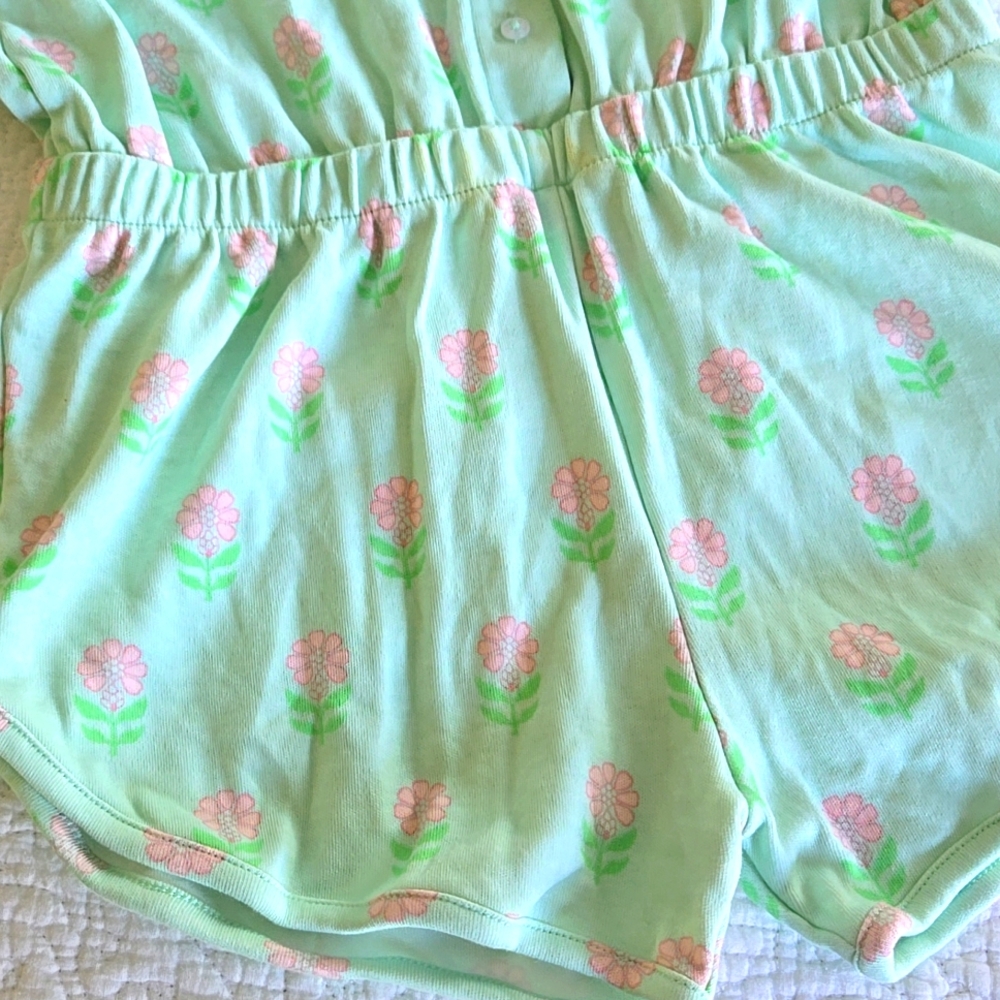 The Beaufort Bonnet Company Mint Green Floral One Piece Romper Size 8 - Picture 4 of 5